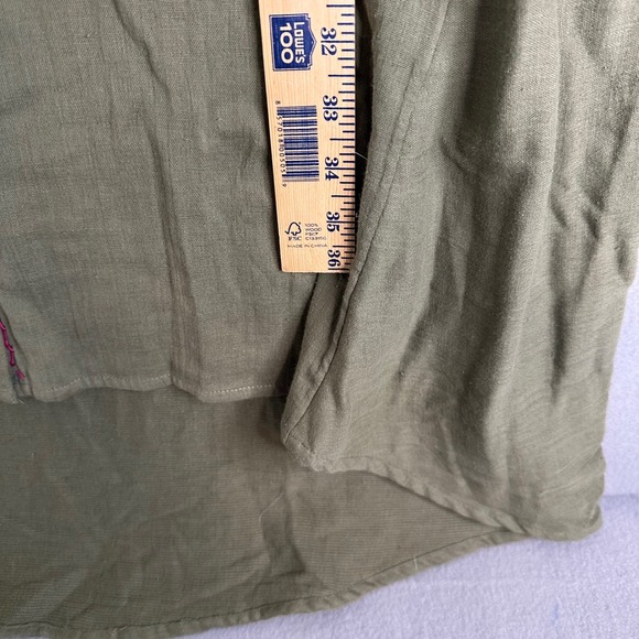 Soft Surroundings‎ Embroidered Tunic Dress Olive Green Tassel Detail Women Large - Picture 10 of 14